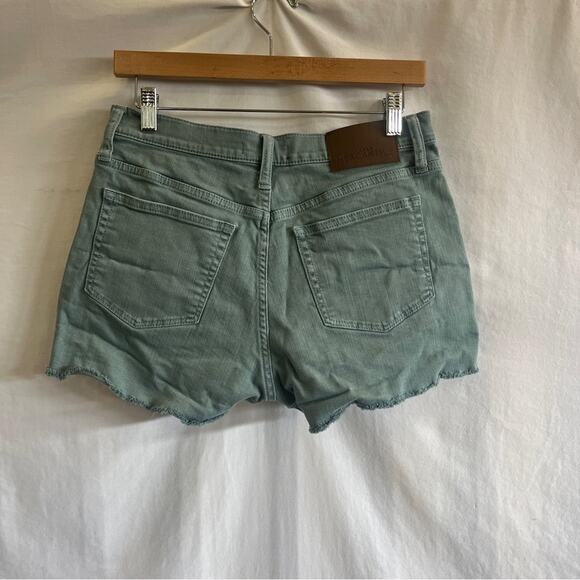 J Crew Mercantile Seafoam Green Cutoff Denim Short Size 28 Boho Coastal Vacation - Picture 3 of 9